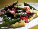 American Grilled Herb Polenta With Asparagus Tomatoes and Parmesan Appetizer