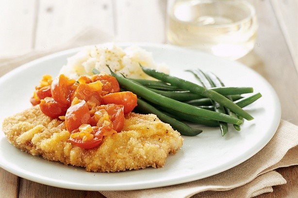 Australian Vienna Schnitzel With Cherry Tomato Sauce Recipe Dinner