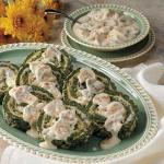 American Spinach Spirals with Mushroom Sauce Appetizer