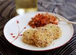 American Cornmealcrusted Goat Cheese with Hot Tomato Salsa Recipe 1 Appetizer