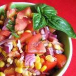 Australian Salad of Corn Tomato and Basil with Purple Onion Appetizer