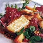 Australian Salad of Mixed Leaves Peach and Crostini of Cheese BBQ Grill