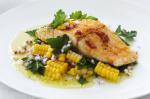 Australian Blueeye Travalla With Parsley And Corn Salad Recipe Appetizer
