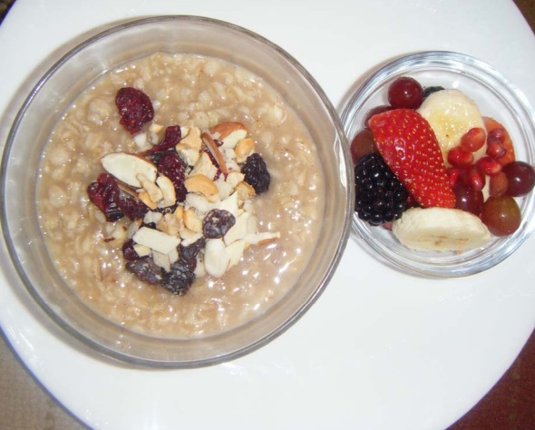 Canadian Oatmeal with Nuts and Fruits Breakfast