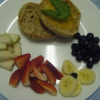 Canadian Whole Grain Muffin with Cheese and Fruits Breakfast