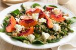 American Barbecued Asparagus Salad With Spinach Quinoa Goat Cheese And Peaches Recipe Dinner