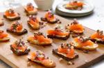 American Smoked Salmon Tartines With Red Onioncaper Relish Recipe Appetizer