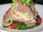 American Crab Stuffed Ostrichbeef Fillet With a Peppercorn Sauce Dinner
