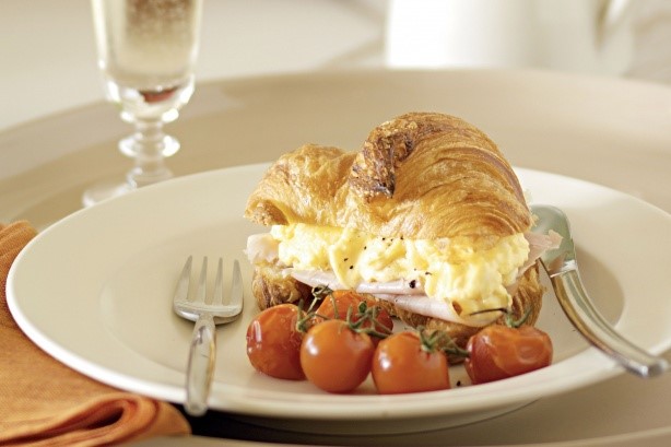 French Scrambled Egg And Ham Croissant Recipe Appetizer