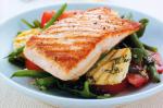American Salmon With Haloumi and Green Bean Salad Recipe Appetizer