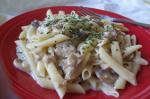 American Penne Pasta With Mushroom Clam Sauce and Cheeses Dinner
