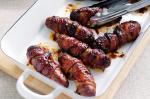 American Sticky Baconwrapped Sausages Recipe Appetizer