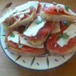 British bruschettine with Tomatoes and Feta Cheese Appetizer