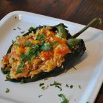 British Stuffed Poblano Peppers With Chicken Rice and Cheddar Cheese Appetizer