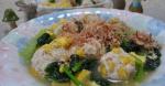 American Corn Chicken Meatballs and Komatsuna and Egg Dashi Sauce 1 Dinner