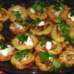 British Crispy Potato Sopes masa Boats with Goat Cheese and Her Dessert