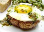 American Steak Hache Avec Oeufs a Cheval hamburgers W Eggs on Horseback Appetizer