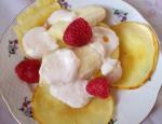 American Vanilla Pikelets With Banana  Maple Yoghurt Dessert
