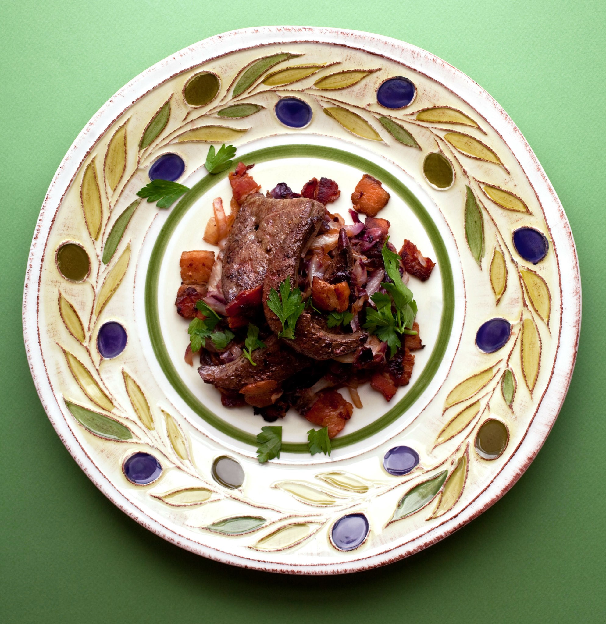 American Sauteed Calfs Liver With Bacon and Radicchio Recipe Dessert