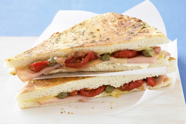 American Ham Semidried Tomato And Mozzarella Focaccia Recipe Appetizer