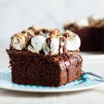 American Chocolate Cake with Toasted Marshmallows Dessert
