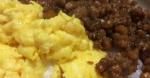 Twocolored Fluffy Scrambled Egg and Tofu Soboro Rice Bowl 3 recipe