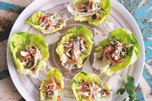 American Coconut Poached Chicken On Lettuce Cups Recipe Dinner
