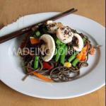 American Noodles of Cold Soba Shrimp and Vegetable Dinner