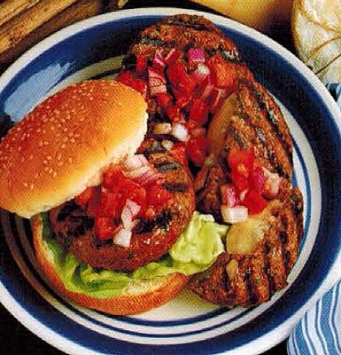 Canadian Cheeseburger With Capsicum Salsa BBQ Grill