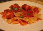 American Pasta With Red Sauce and Salmon Dinner