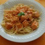 American Pasta with Salmon and Cream Sauce Dinner