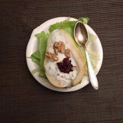 American Pears with Walnut Cream Filled Dessert