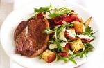 American Balsamic Steak With Warm Semidried Tomato And Garlic Crouton Salad Recipe Dinner