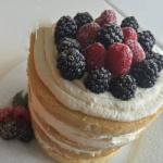 American Naked Cake of Vanilla Mascarpone and Red Fruits Dessert