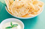 American Pappadums With Mint And Yoghurt Dip Recipe Appetizer