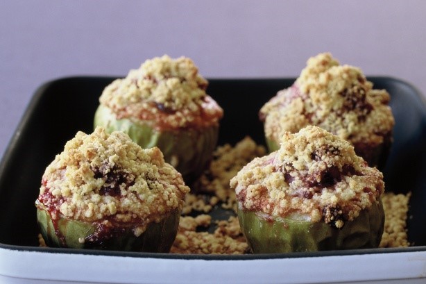 American Baked Apples With Rhubarb Crumble Recipe Dessert