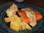 American Broiled Salmon With Garlic Sauce Appetizer