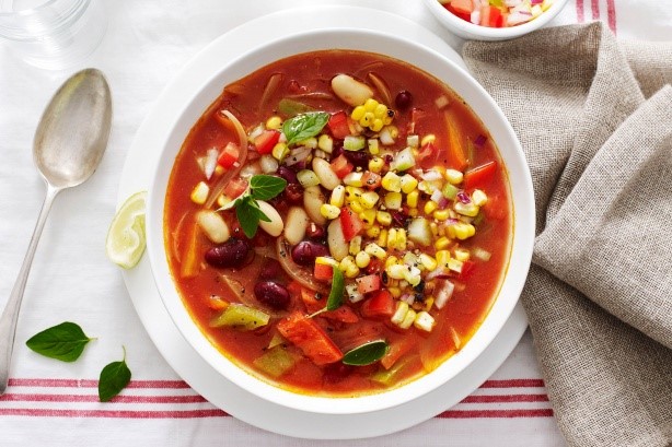 Mexican Mexican Mixed Bean Soup With Corn Salsa Recipe Appetizer