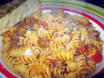 British Fusilli Pasta With Ground Sausage Bolognese Sauce Appetizer
