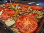 American Potato Gratin With Peppers Onions and Tomatoes Appetizer