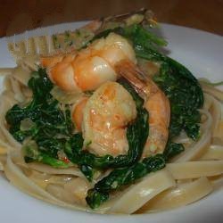 American Linguine with Shrimp and Spinach Appetizer