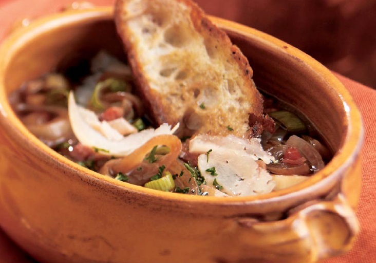 Polish Onion Soup with Grilled Bread Soup