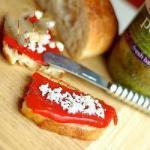 American Bread with Pesto Peppers and Feta Appetizer