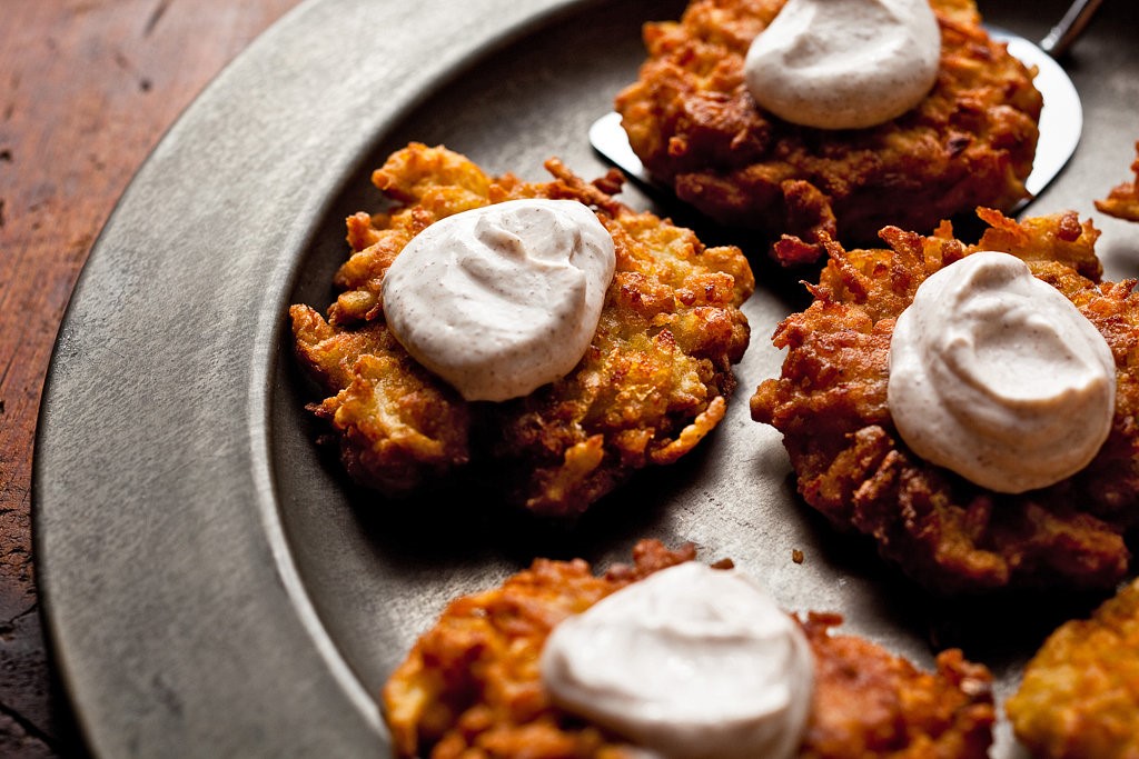 Canadian Applepotato Latkes With Cinnamon Sour Cream Recipe Dessert