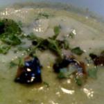 American Cream Soup from Nettles and Spinach with Boletus Appetizer