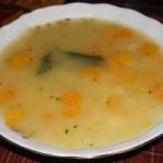 American Vegetable Soup with Bacon Semolina Appetizer