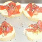 American Bruschetta garlic Bread with Tomatoes and Basil Appetizer