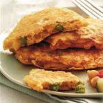American Savory Pancakes with Corn and Peas Breakfast