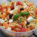American Pasta Salad with Melon and Ham Dinner