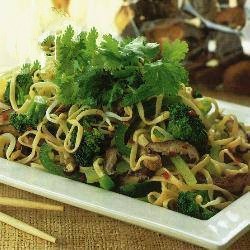Chinese Chinese Chow Mein with Pork and Green Vegetables Dinner